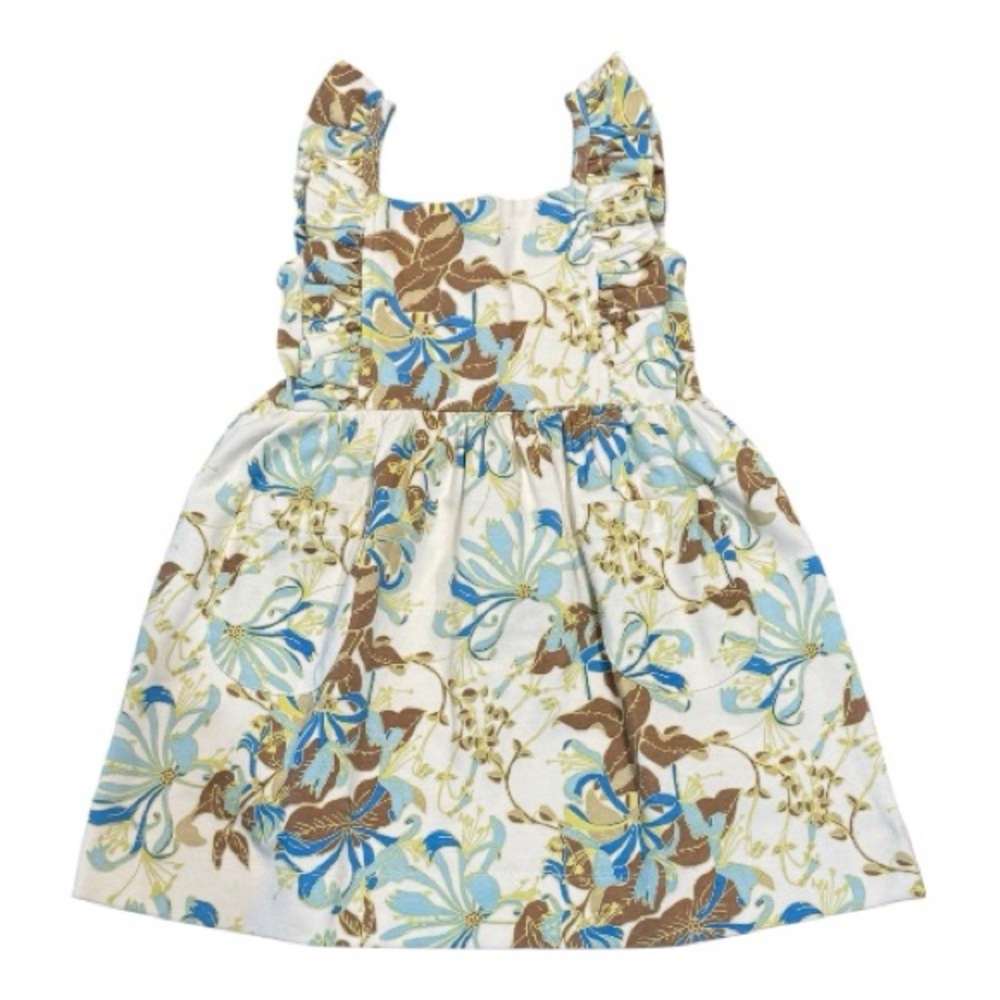 Floral Kids Dress - Blue and Brown